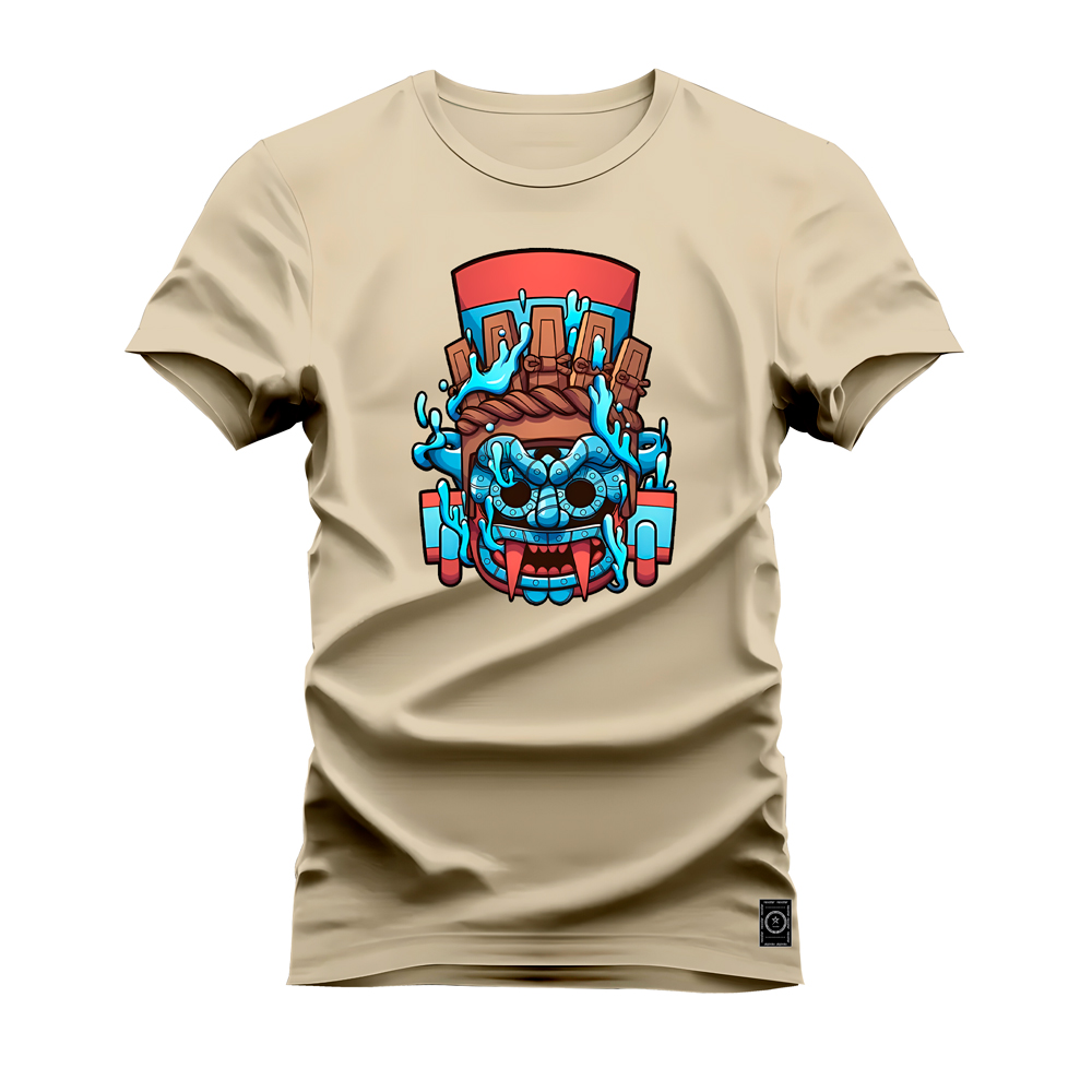 Camiseta Estampada Unissex Algodão Confortável Arte Tiki