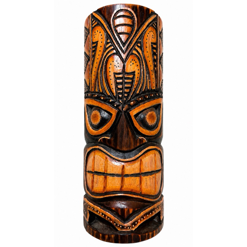 Mascara Carranca Africana Tribal de Madeira 30 CM — Decoracao de Parede Boho / Etnica (Estilo Tiki) - Entalhada a Mao