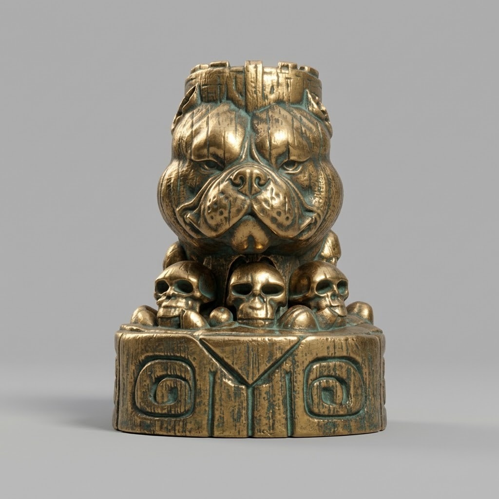 American Bully Tiki – Escultura em 3D Ouro Velho