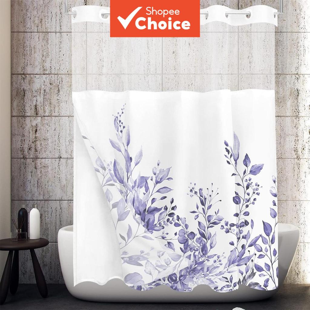 Amazon Cross-border Especial Dupla Camada Grande Anel Flor Impressão Digital Cortina De Banho Tecido Poliéster Impermeáv