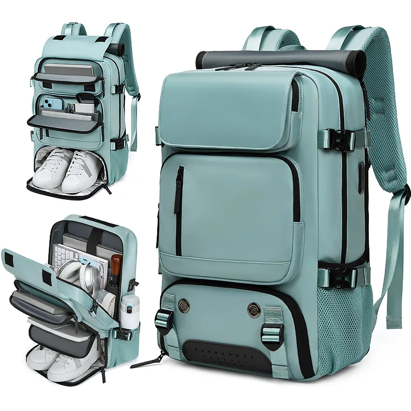 Women's travel backpack 16-inch notebook waterproof backpack with shoe bag hidden USB charging port hiking camping backpack