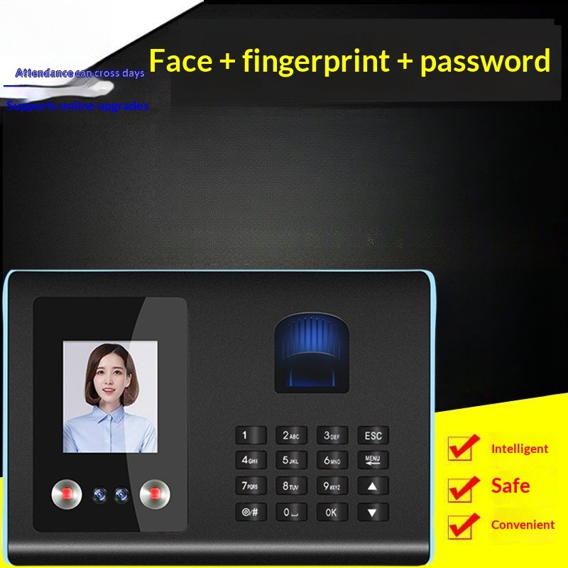 Máquina de atendimento ao tempo Facial, relógio com impressão digital, cartão, pessoal, trabalho, Check-In, identificaçã