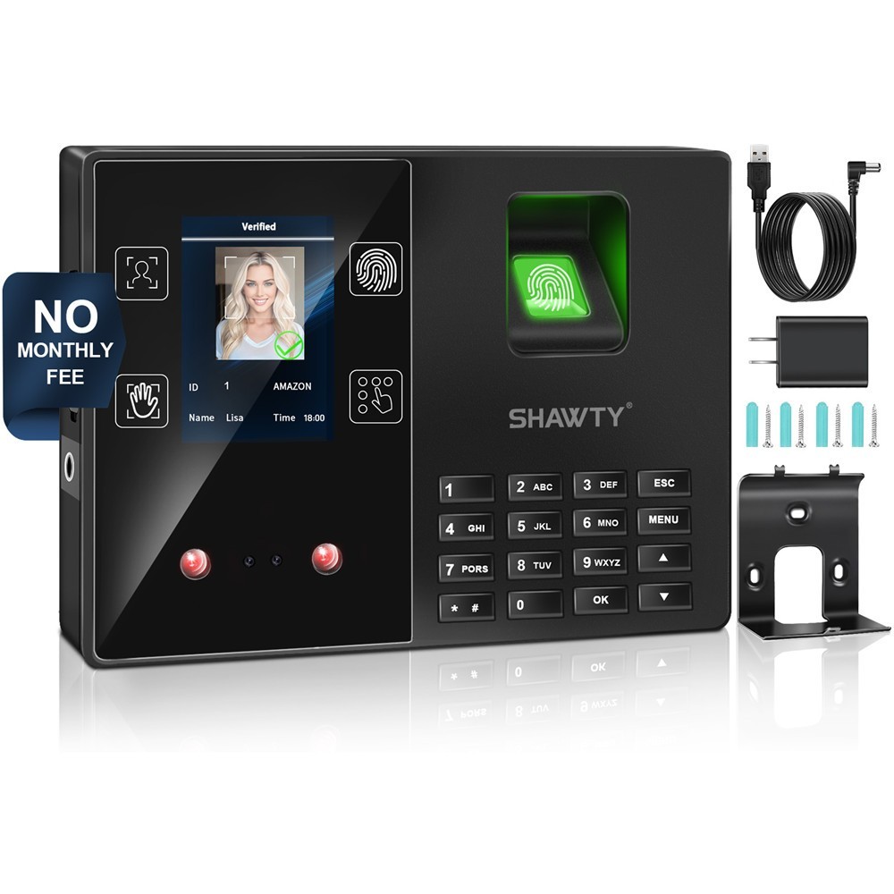 SHAWTY 4 em 1 Relógio De Ponto Com Leitor Biométrico Impressão Digital e Reconhecimento Facial