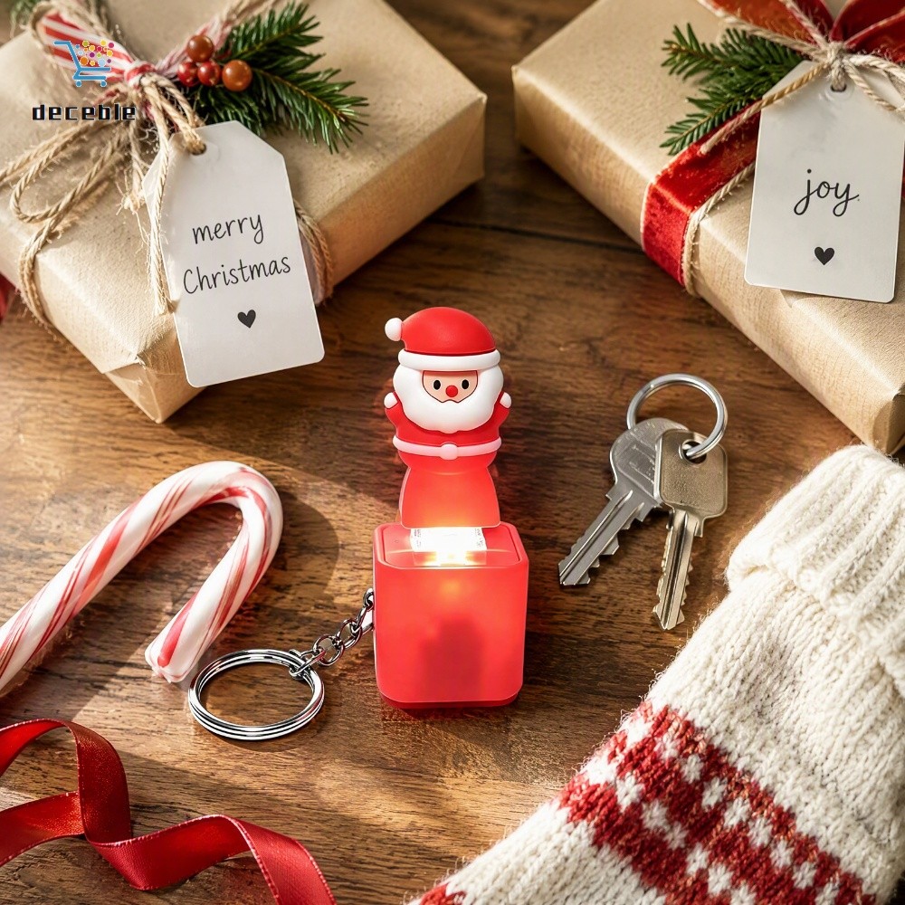 ABS Natal Papai Noel Chaveiro LED Light Sound Bag Charm