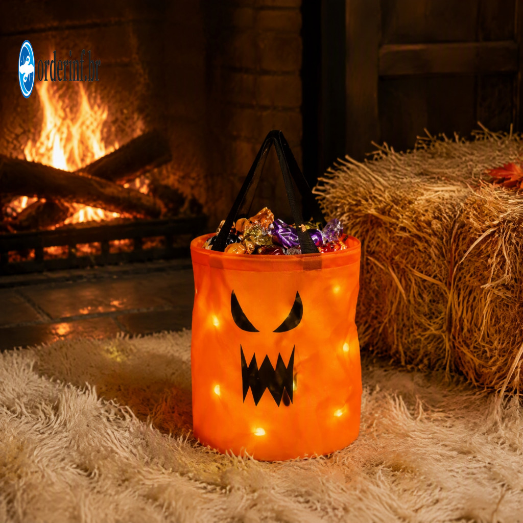 Glowing Led Trick or Treat Pail Light Up Pumpkin Bucket for Kids Candy Bag with Lights – Reusable Halloween Tote for f