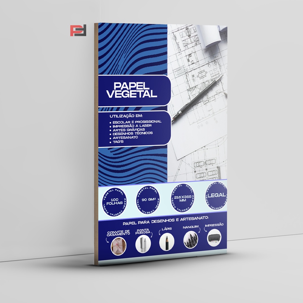 Papel Vegetal Legal 90/95 grs 216x355 - 100 Folhas