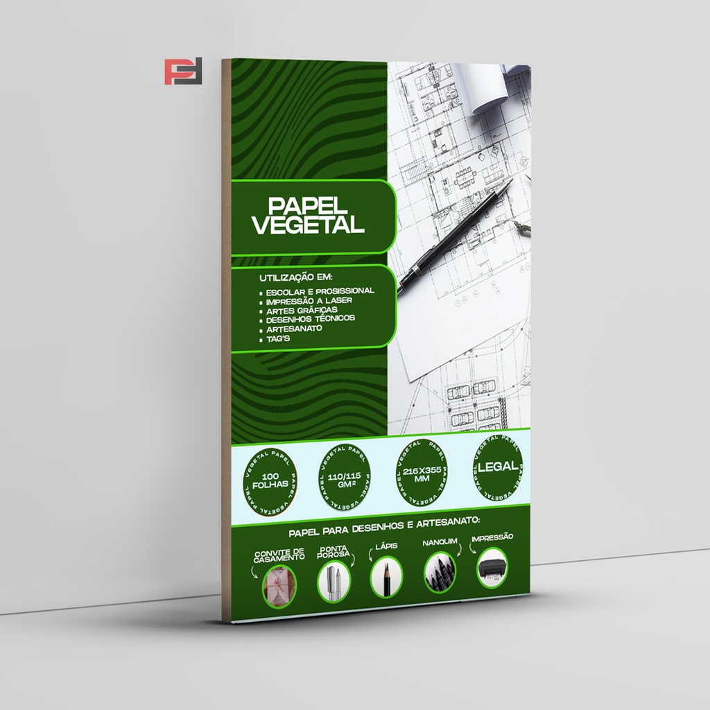 Papel Vegetal Legal 110/115 gramas (216x355) com 100un