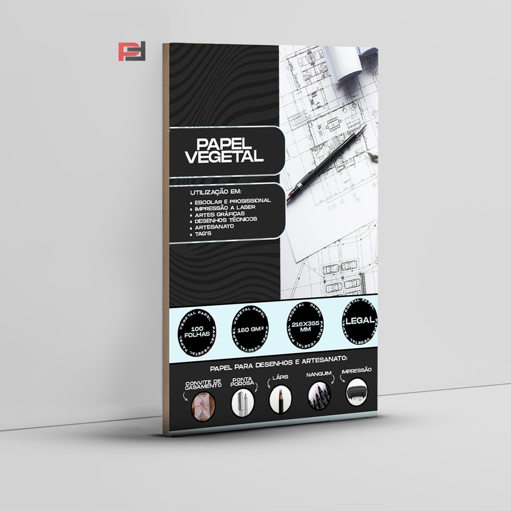 Papel Vegetal Legal 180 gramas com 100un