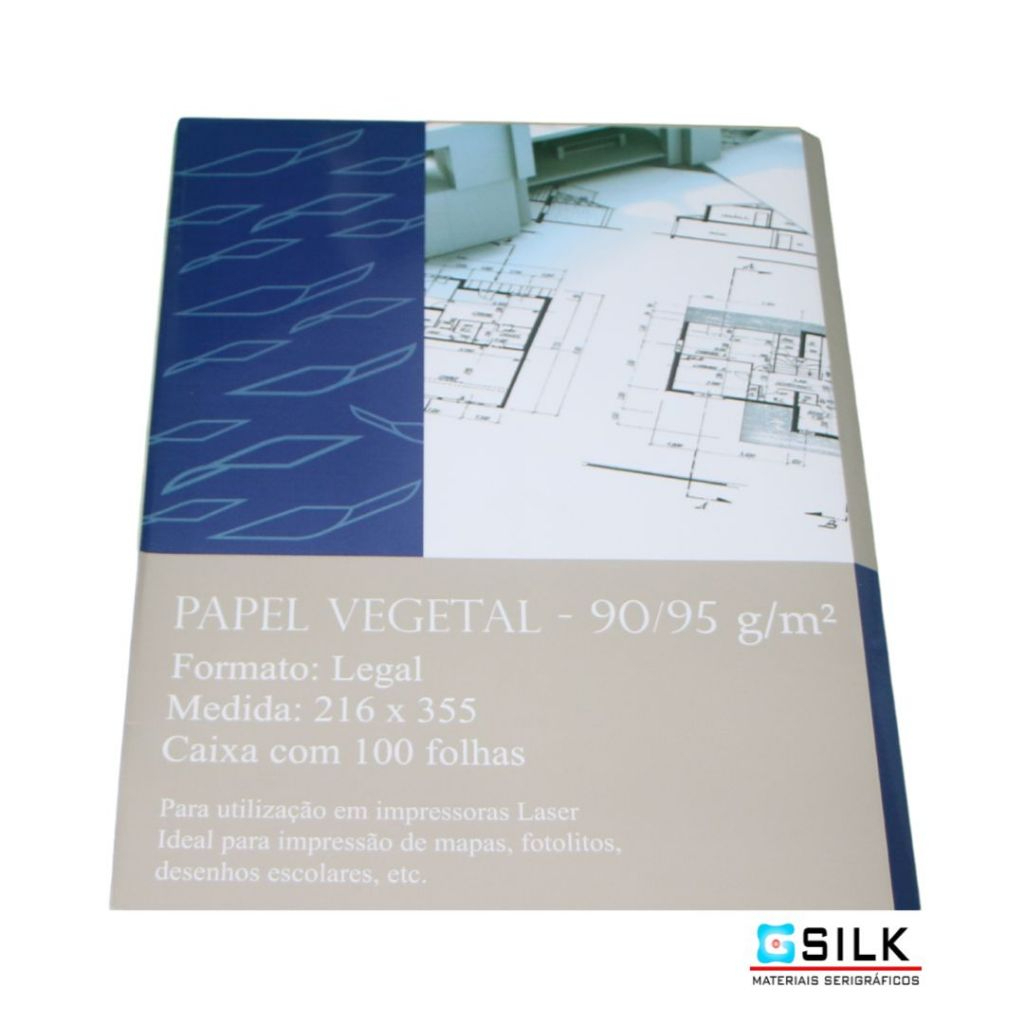 Papel Vegetal 95 g/m² Formato Legal 216x355 100 Folhas