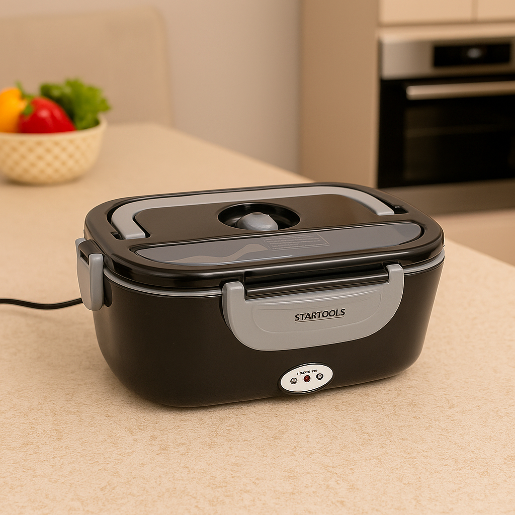 Marmiteira Elétrica Térmica Bivolt 1,5L Preta Portátil 60W 127V/220V Lunch Box fitness Marmita