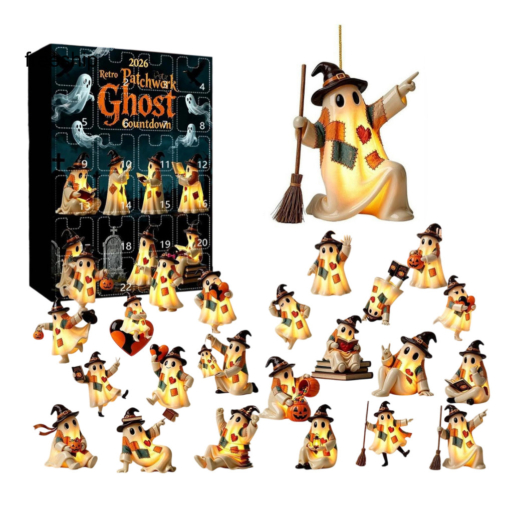 Halloween Gifts for Teens Advent Calendar 2026 – 24-day Countdown Box with Cute Ghost Mini Figures Fun Collectible Toy