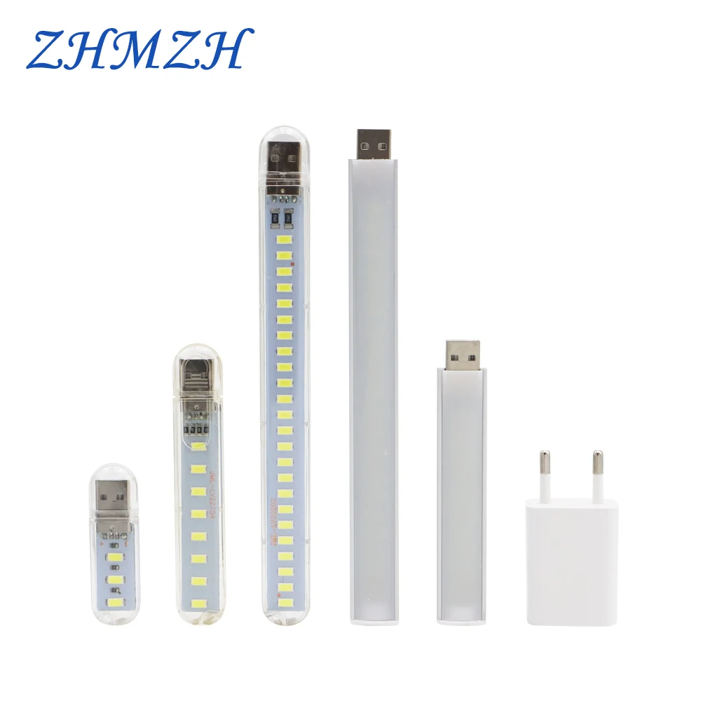 DC5V Mini USB LED Night Light 3LEDs 8LEDs 10LEDs 24LEDs Book Lamp Extension Pole US Plug Adapter For Reading Notebook Power Bank