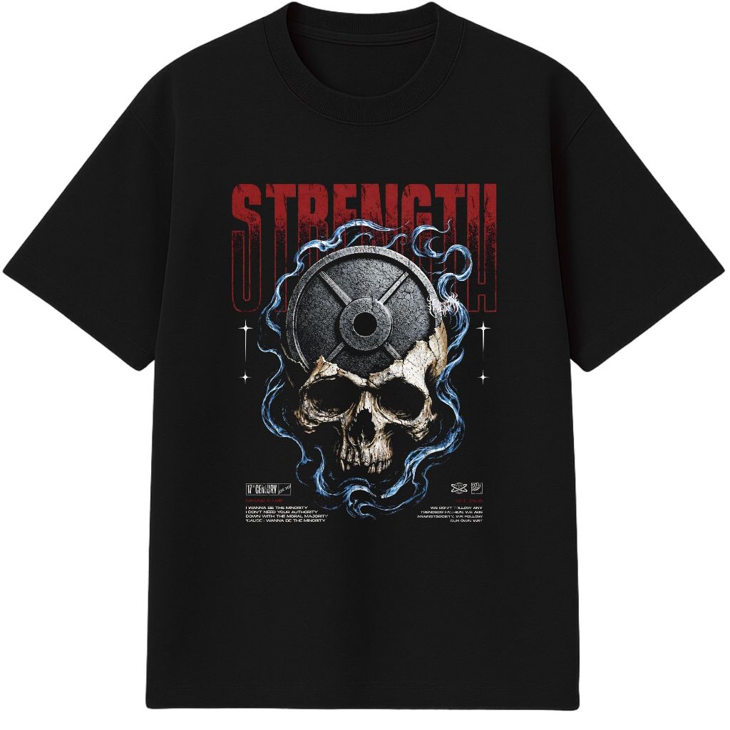 Camiseta Oversized Streetwear Strength Premium 100% Algodão Suedine Reforçada Unissex Preta