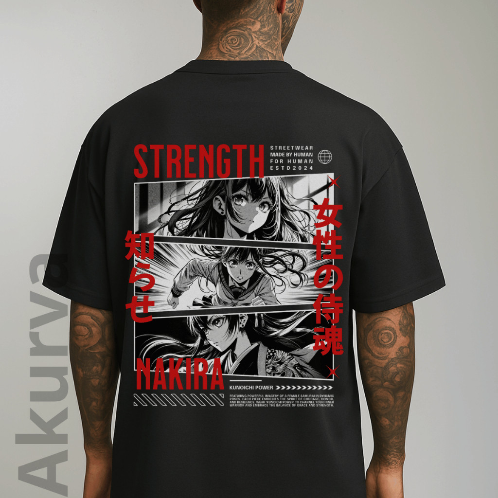 Camisa Camiseta Casual Streetwear Anime Mangá Strength Nakira Geek Tshirt Tecido Malha Premium