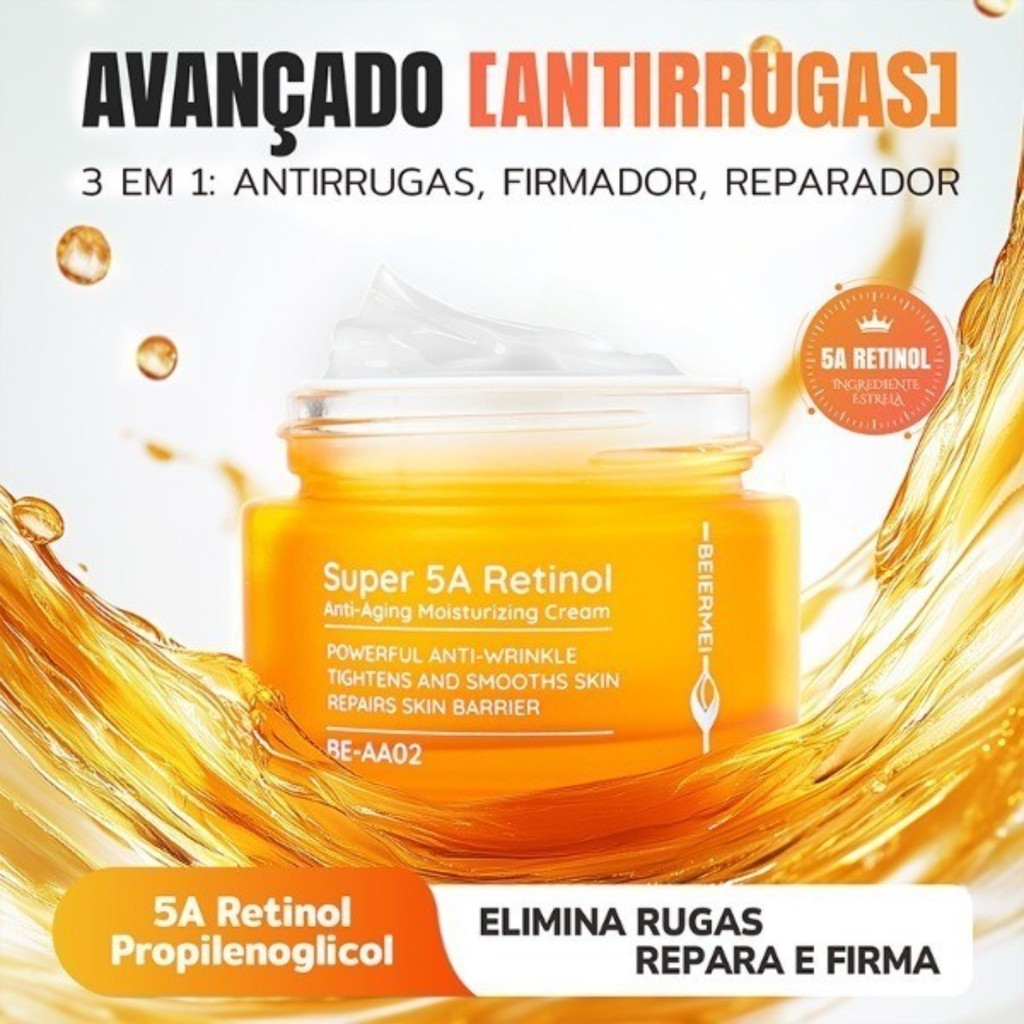 BEIERMEI Anti-Aging Retinol Wrinkle 30g/10.1FL de Maquiagem Suave Multi-Ação Antirrugas intenso Firma e suaviza a pele