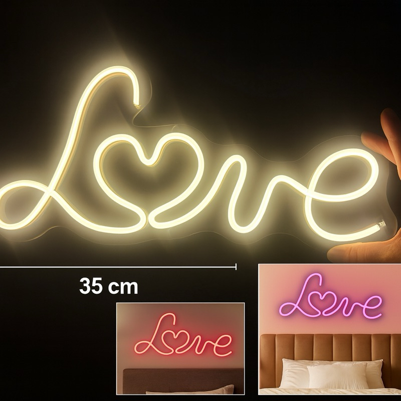 Placa Luminoso Led Neon Love Amor, festa casamento dia dos namorados 35 cm