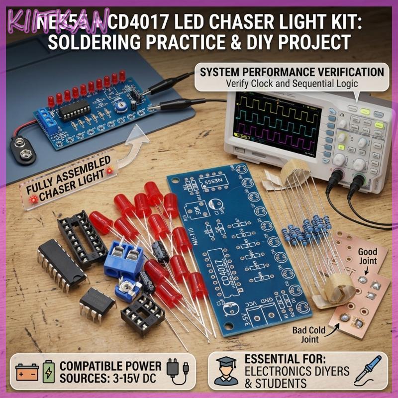 Kit Eletrônica Educacional KIITK Flowing LED Light Solda Prática Para Escola