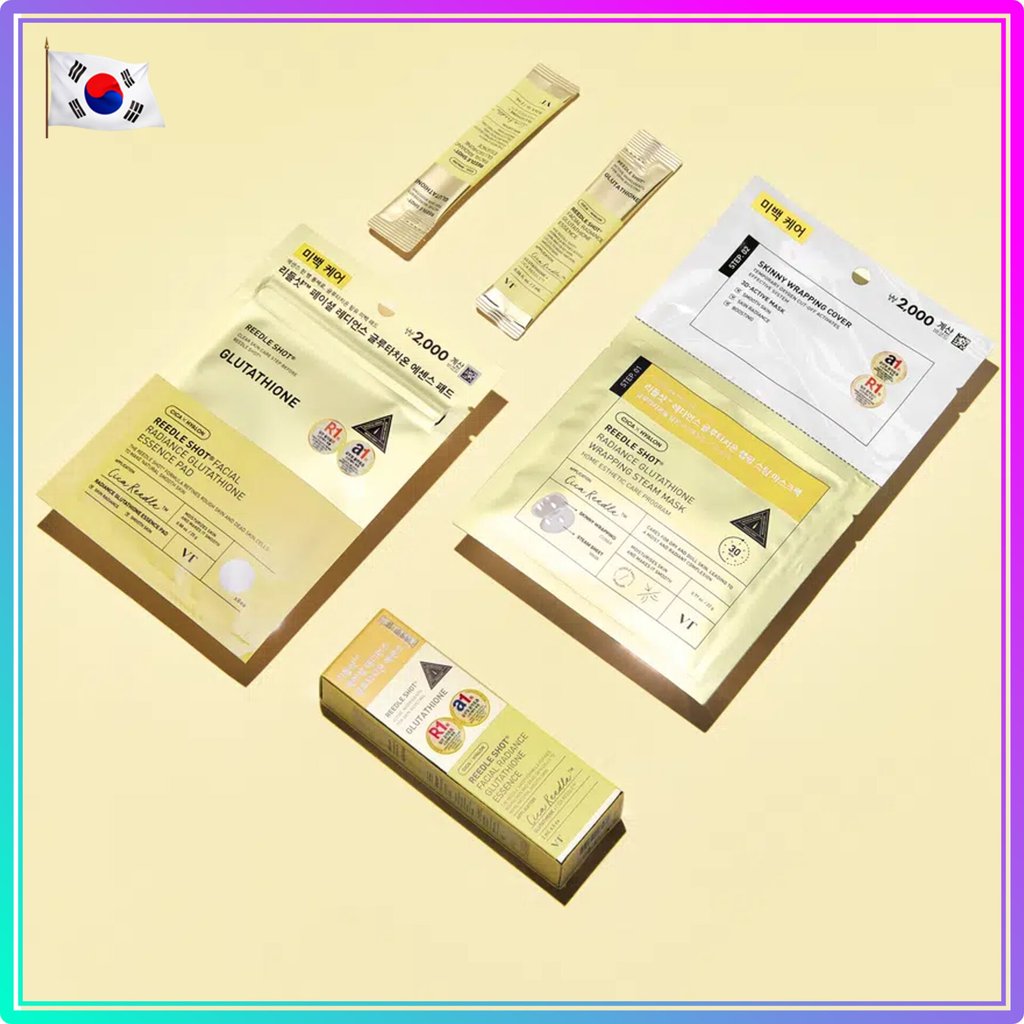 [VT] Reedle Shot Facial Radiance Glutationa Essence Pad (1 Pacote/8 Almofadas)/Brightening Tone Up Wrinkle Care Almofada Hidratante Para Cuidados Com A Pele