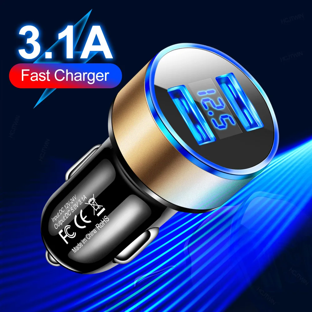 LED Digital Display Car Charger Fast Charging Aluminum Alloy Multifunctional Flash Charging Universal Mobile Phone For iPhone 17