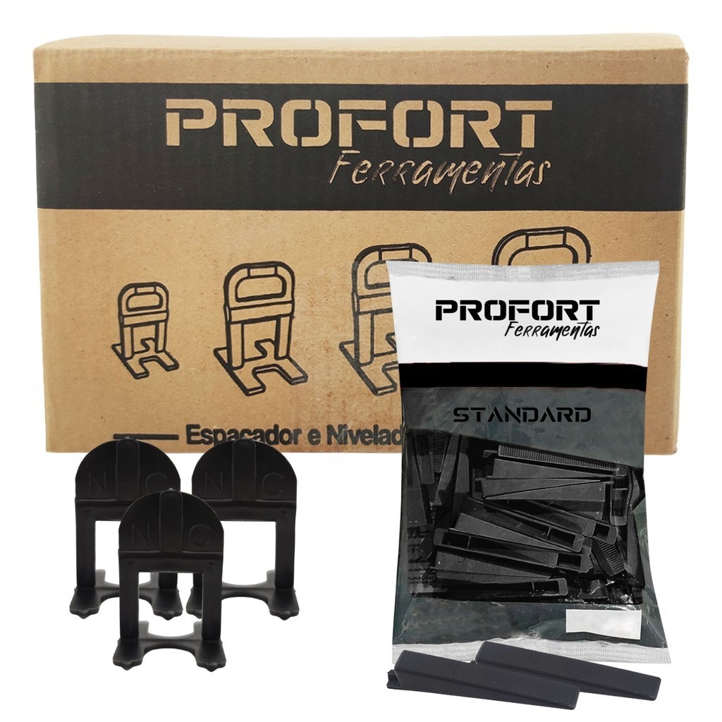 Espaçadores De Pisos Standard Black 500 Unidades 1mm, 1.5mm, 2mm, 3mm + 50 Cunhas Profort