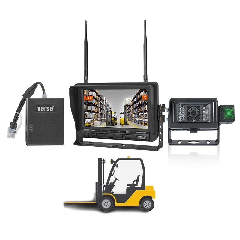 Wireless AHD Sensor Forklift Camera System Laser Positioning Monitor Rechargeable Battery Pack Front Backup View Night Vision