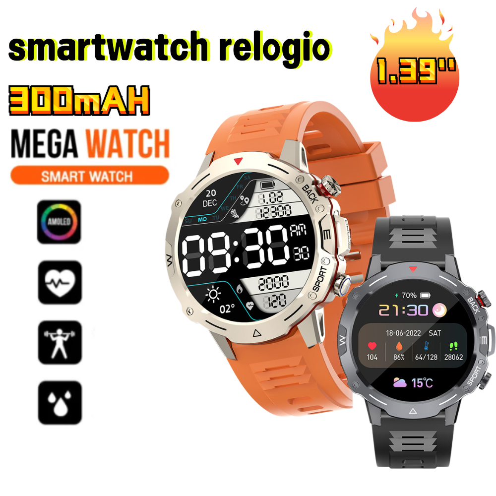 Smartwatch Bluetooth Calls, Heart Rate, 100 Sports Modes Relogio 1.39