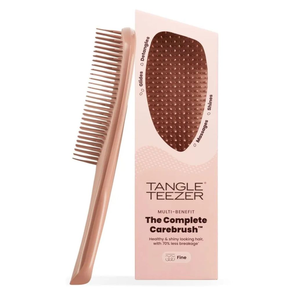 Escova de Cabelo Tangle Teezer The Complete Carebrush Fine Cabelo Fino Desembaraça Alisa Brilho Massageia Glazed Mocha