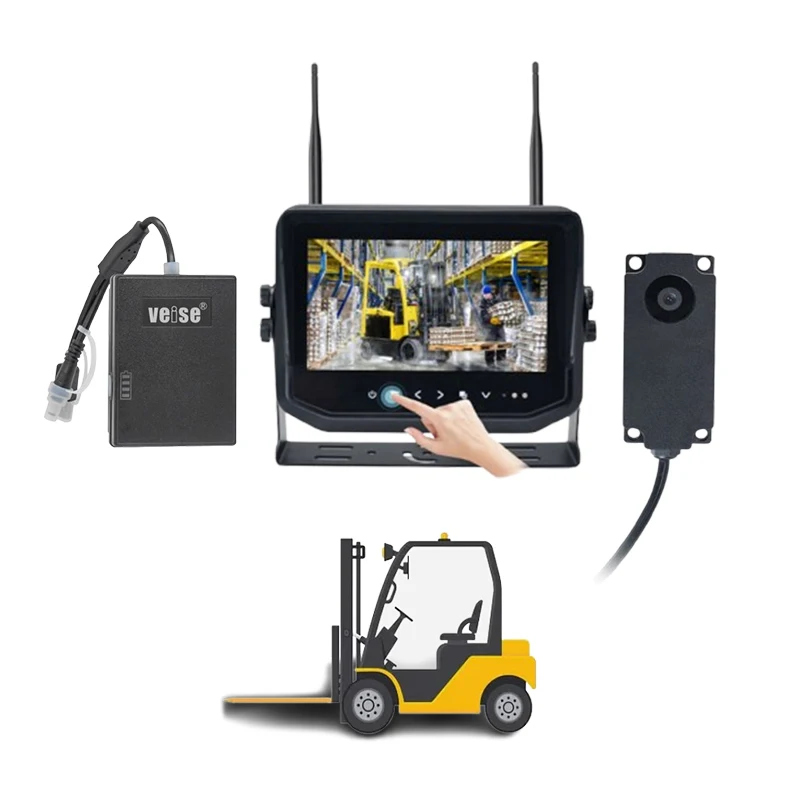 Wireless Waterproof Forklift Camera System AHD Forklift Monitor Rechargeable Magnetic Fork Arm Mounted Carriage Mounted Camera