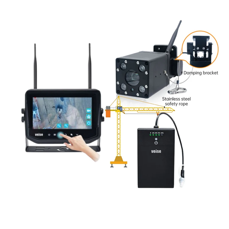 Waterproof 30 X Optical Zoom Camera Wireless Construction Tower Crane Camera Monitor System With Strong Magnetic Battery Pack