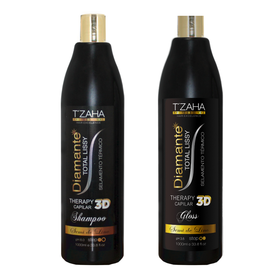 Kit Tzaha Escova Progressiva Diamante Profissional 3d Selamento Alisamento Definitivo Garantido Liso 100% Já Na Primeira Aplicação Tzaha Cosméticos Profissional