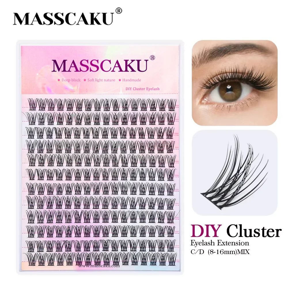 Super Cheap MASSCAKU Segemented DIY Handmade Make up Fake Lashes Cosplay Eyelashes Brush Bond Maquillaje Makeup Products Fan