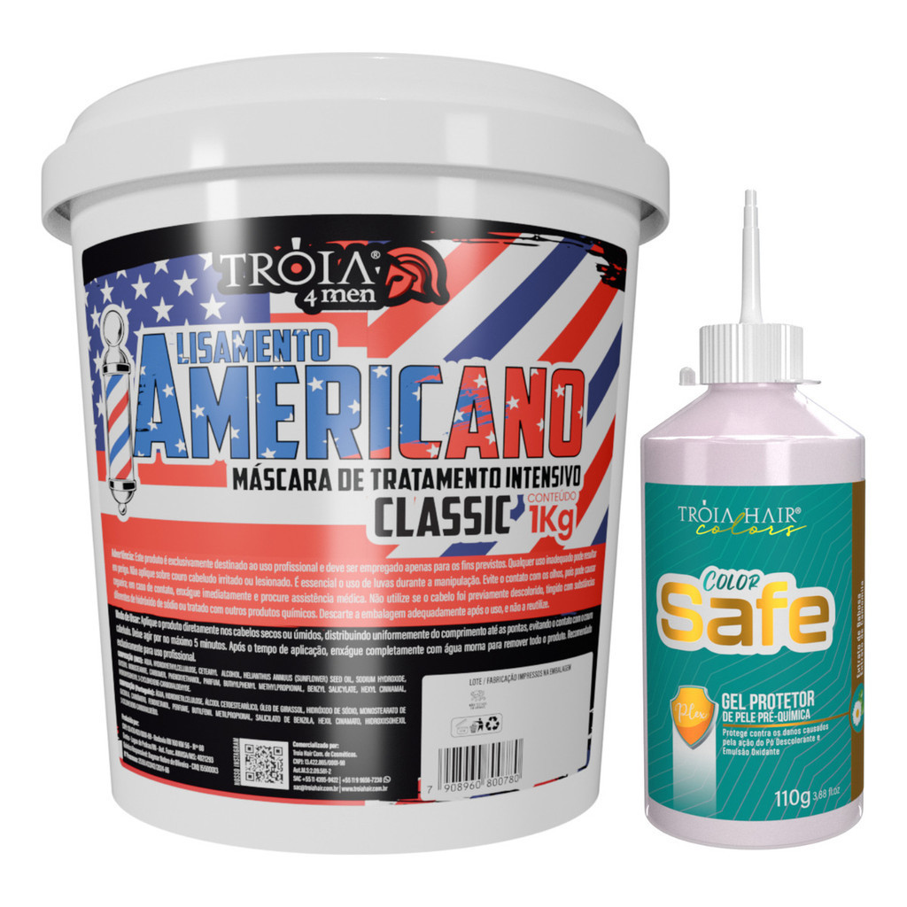 Alisamento Capilar Americano Classic 1kg + Color Safe Troia Hair