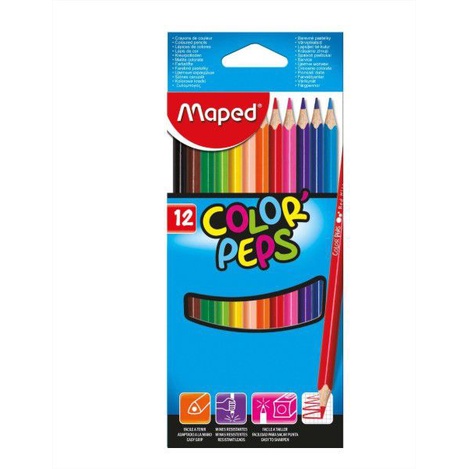 Lápis De Cor Color Peps Classic 12 Cores Vivas e Intensas Maped