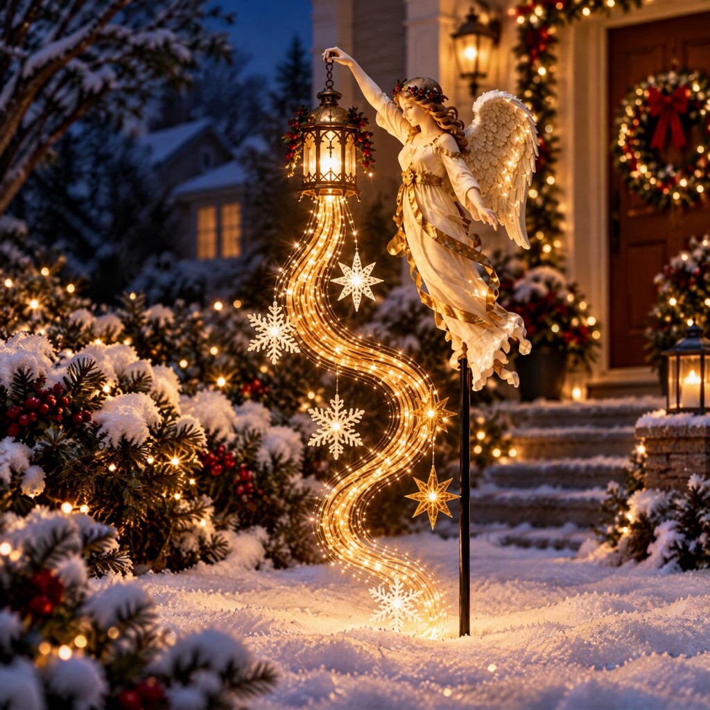 Solar Angel Garden Lights Pathway Light Christmas Waterproof Auto On-off Decorative Lamp Resin Outdoor Landscape for Yar