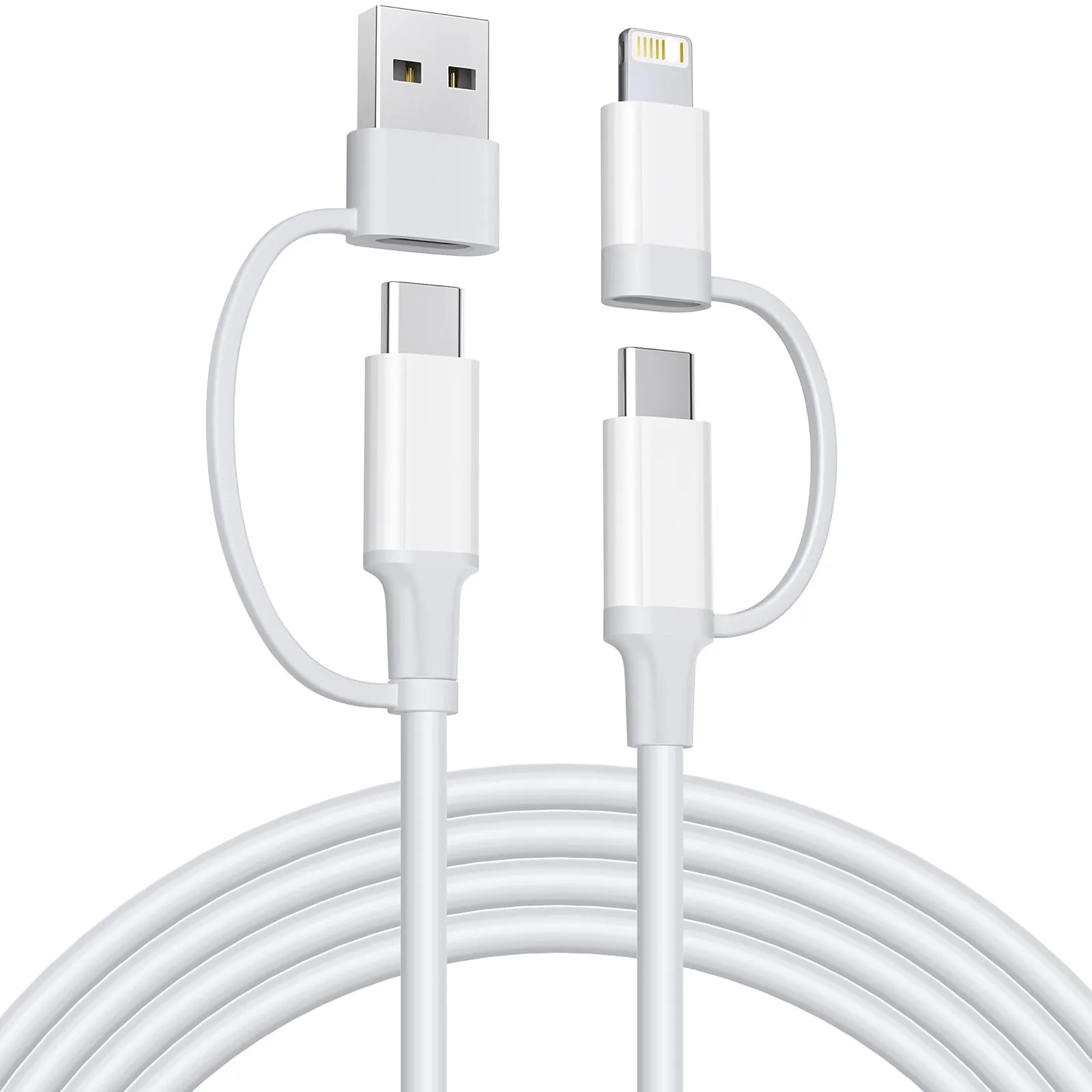 4-IN-1 66W USB Type C to USB C Cable PD Fast Charger Data Cord for iPhone 15/16/17 Pro Max iPad Xiaomi Samsung Tablet 1M