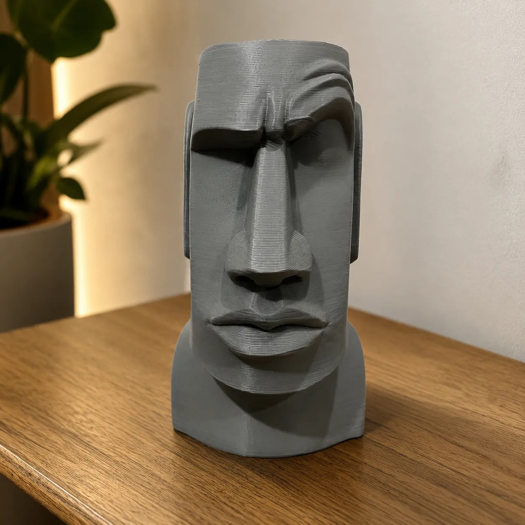 Estatueta Cabeça Moai The Rock Para Sala Quarto Escritório