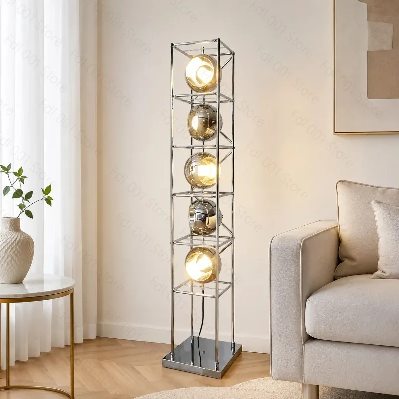 Creative Bauhaus Floor Lamp Chrome Metal LED Standing Light for Living Room Villa Decor