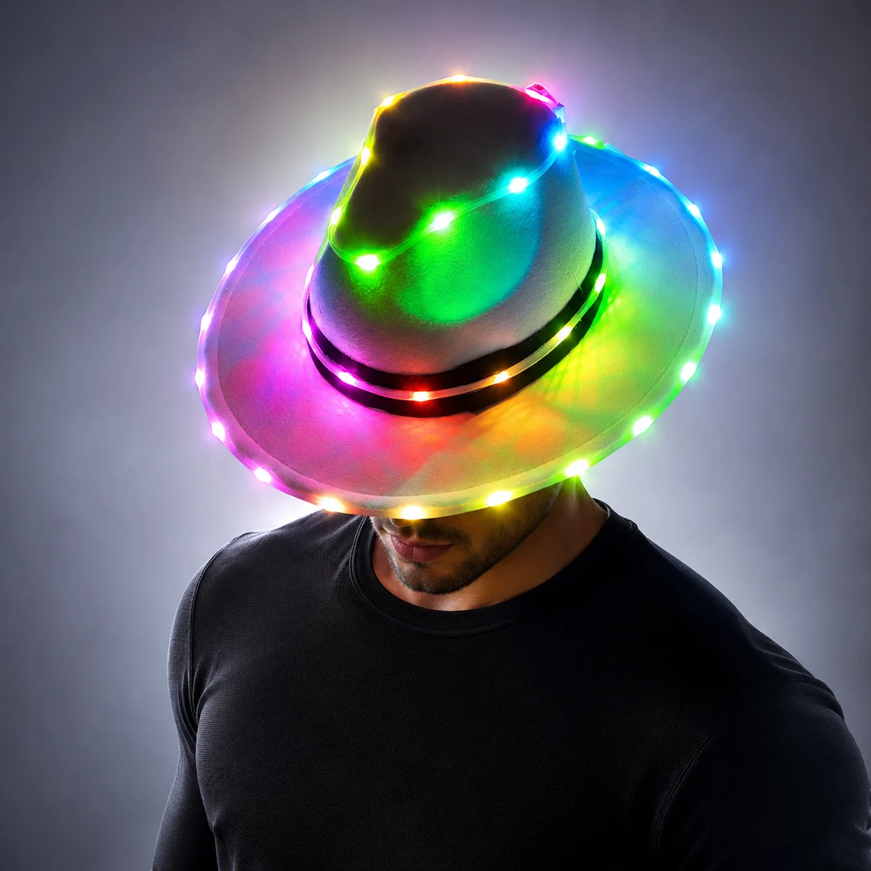 Full Color Cool LED Hat Party Luminous Cap Neon LED Light Costume Party Fluorescent DJ BAR Dance Performances Carnival Party