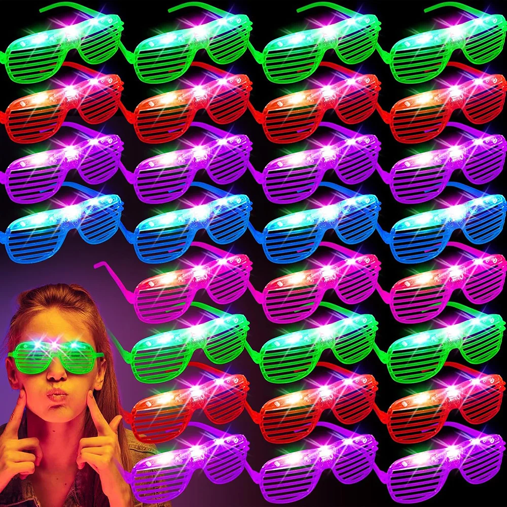 LED Glasses 6 Neon Colors Glow In The Dark Party Supplies Favor Glow Light Up Glasses for Kids Adults Holiday Wedding Birthday