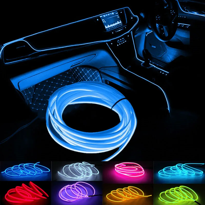 1/3/5M Cold light Atmosphere light strip Interior lights Car ambient light Door lights Center console Decorative lamp neon lamp