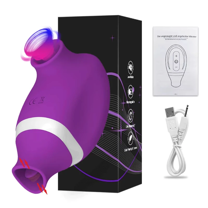 2 in 1 Clit Sucker Vibrator Female for Women G-Spot Sucking Licking Double Stimulation Nipples Massagers Tongue Sex Toy Adult