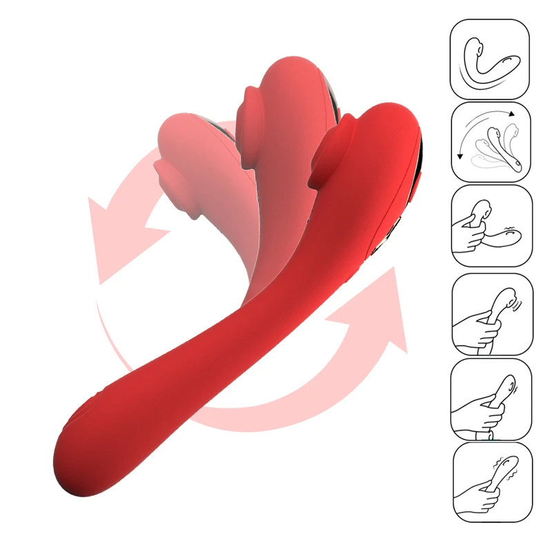 Vibrating Sucking Tapping Vibrator Female Clitoris C Spot G-Spot Stimulator Bendable Heatable Waterproof Sex Toy For Women