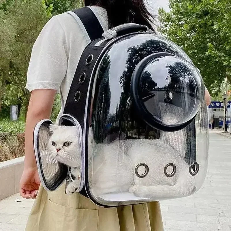 Transparent Space Capsule Pet Backpack Carrier Lightweight Portable Breathable Foldable for Cats Dogs Outdoor Travel Adventure