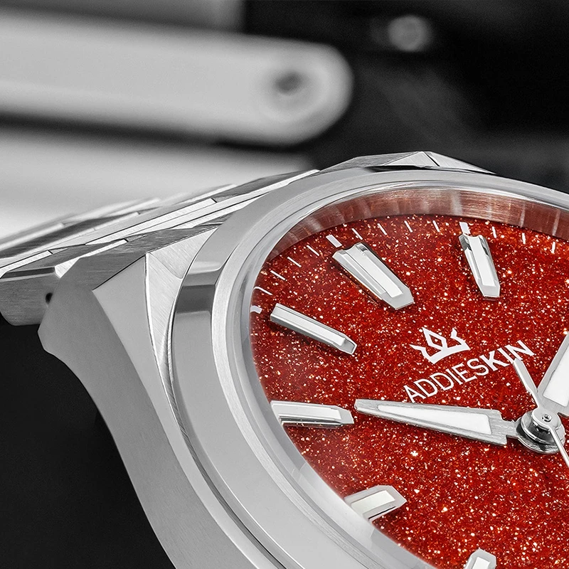 AddiesKin K010 Men's Automatic Mechanical Watch Red Goldstone Dial Miyota 9015 Sapphire Crystal 200M Waterproof BGW9 Luminous