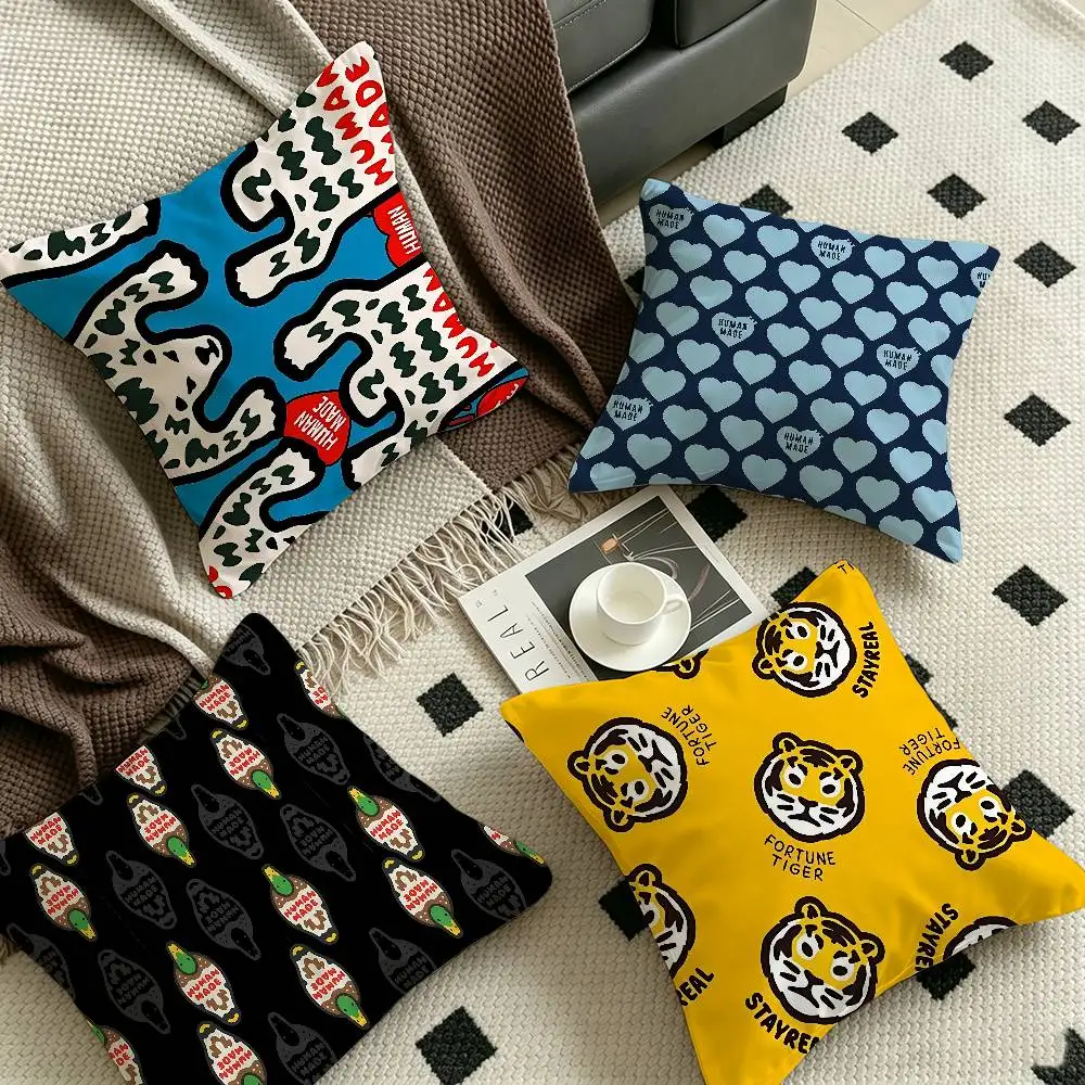 Luxury Brand NIGO H-HUMAN M-MADE Office Cushion Pillowcase Car Cushion Cover45X45CM Lumbar Pillowcase Sofa Pillowcover