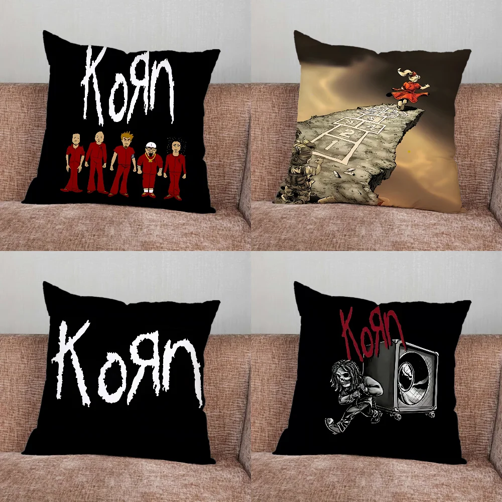 K-Korn Rock Band Pillow Case For Home Bedroom Car Office Decoration Living Room Sofa Cushion Cover Suitable