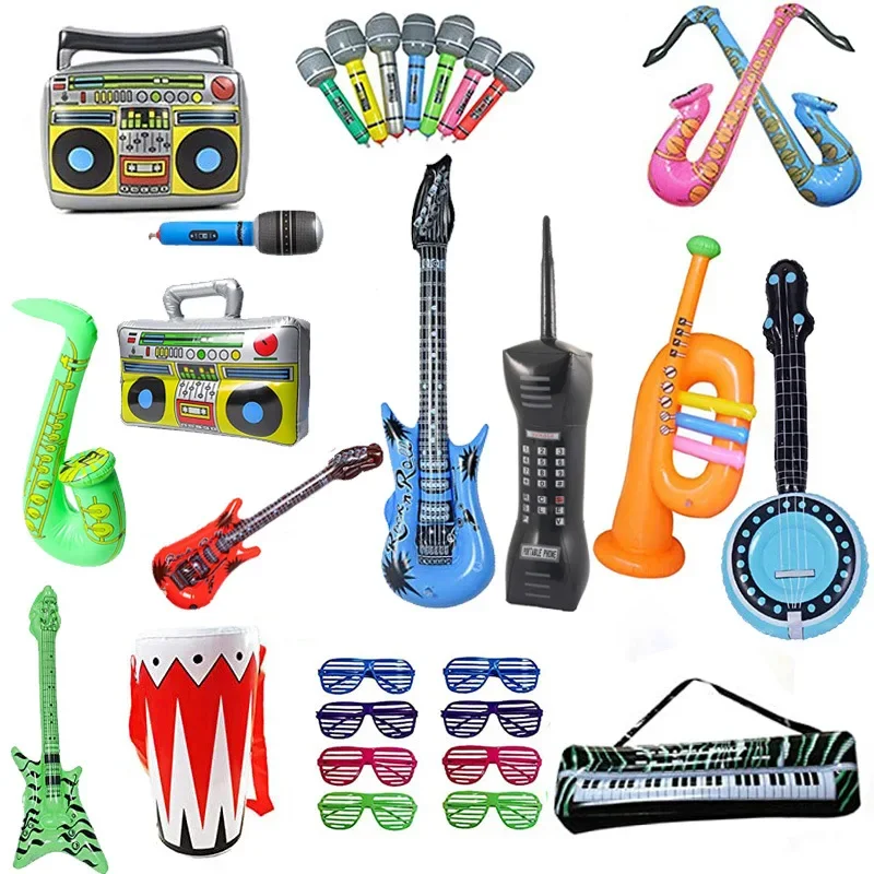 Children's Inflatable Musical Instruments  PVC Balloon Guitar Children's Stage Inflatable Props Microphone