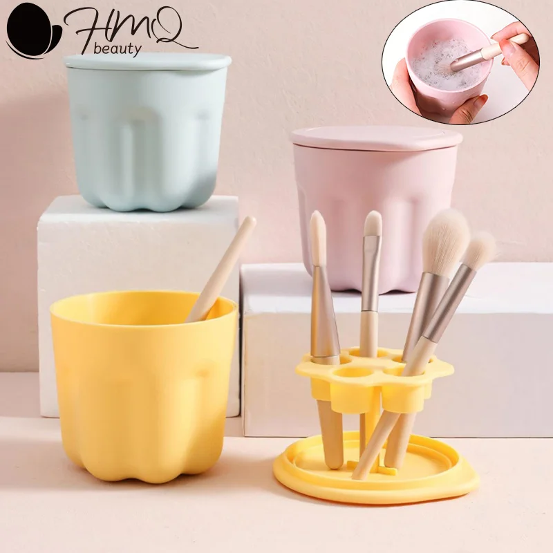 3-In-1 Silicone Makeup Brush Cleaner Mat Multi-functional Eyeshadow Brushes Washing Mat with Folding Drying Holder Organizer Kit