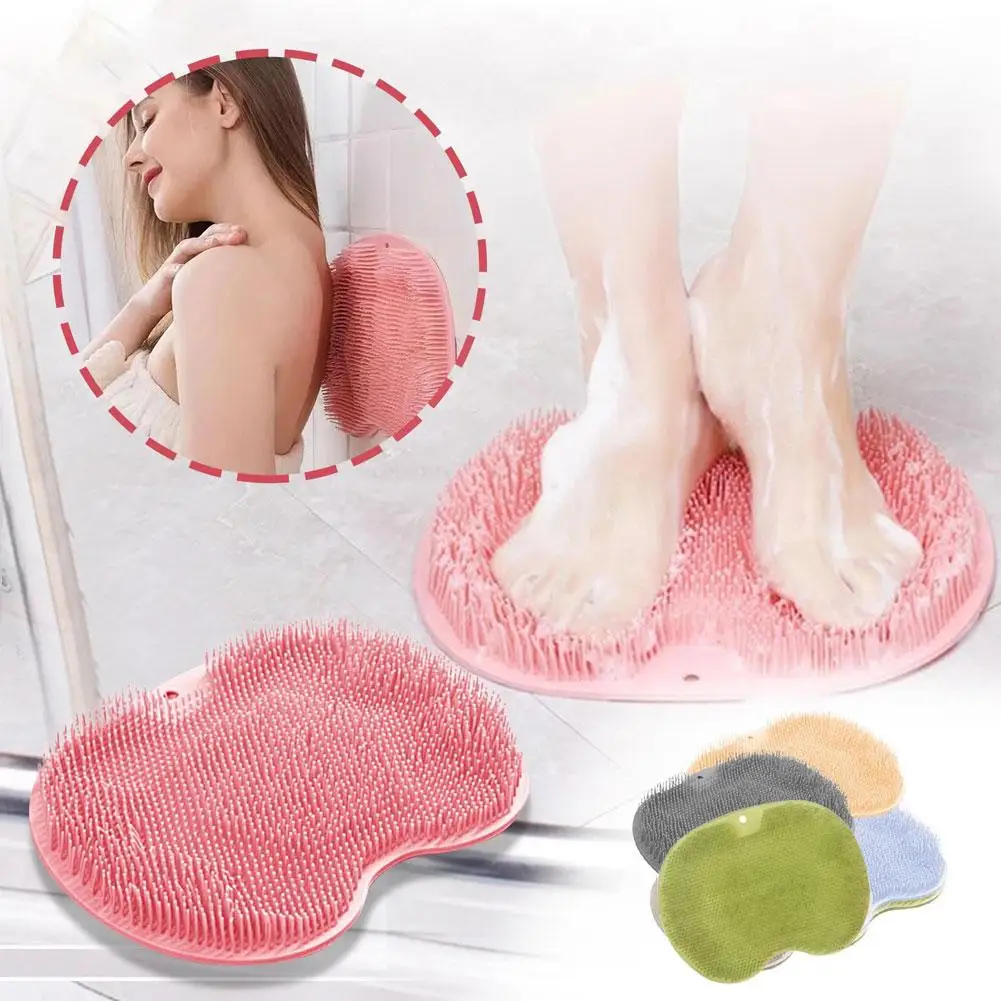 1PC Shower Foot Scrubber Mat with Suction Cups, Non-Slip Exfoliating Foot Cleaner for Shower & Bath, Multi-Use Back Massager Pad