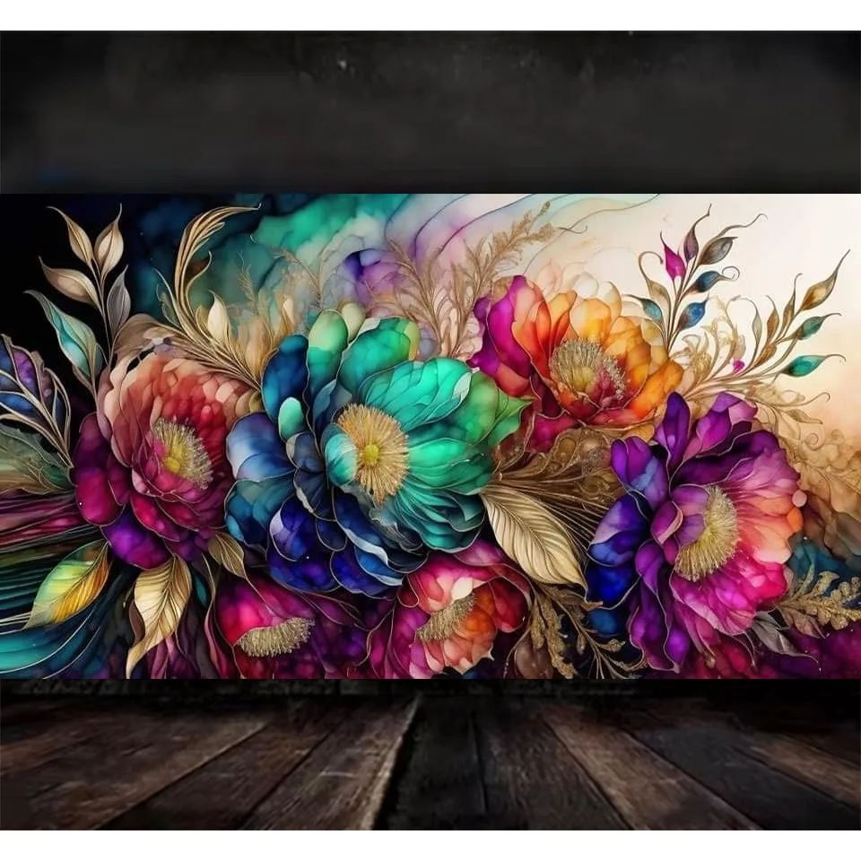 Adult 5D Diamond Painting DIY Large Flowers Full Square round Rhinestone Mosaic Embroidery Cross Stitch Wall Decor Kit